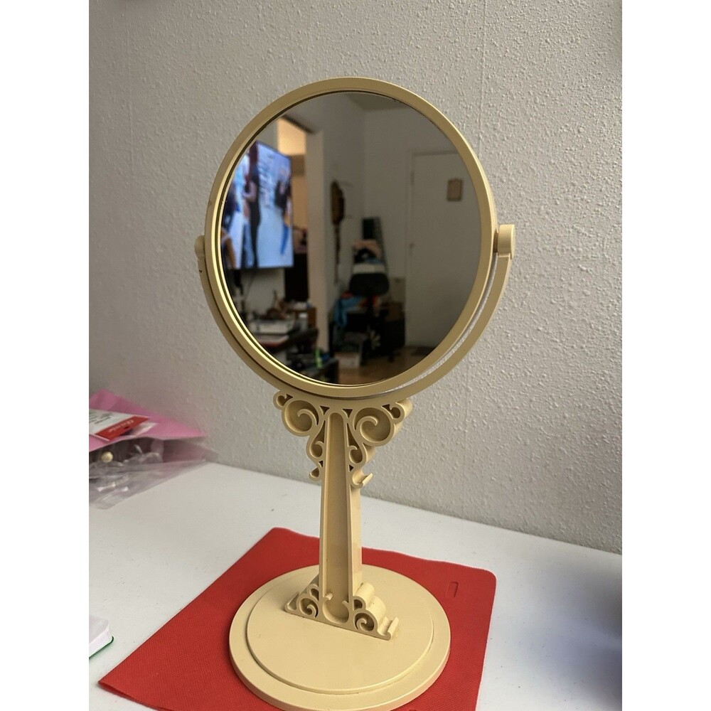 Vintage Heavy Plastic/resin Mirror  15”with Stand Mirror 9” Non Magnified Mirror